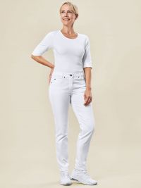 Weiße Arbeitshose Damen im Five-Pocket-Design Casual ideal für Berufe in Pflege, Labor und Medizin